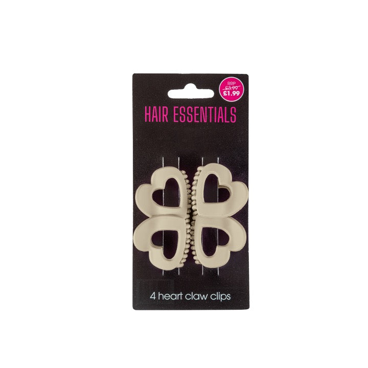 Beauty Outlet 4 Heart Claw Clips Nude BEAU368