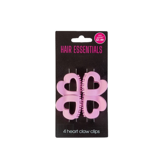 Beauty Outlet 4 Heart Claw Clips Pink BEAU370