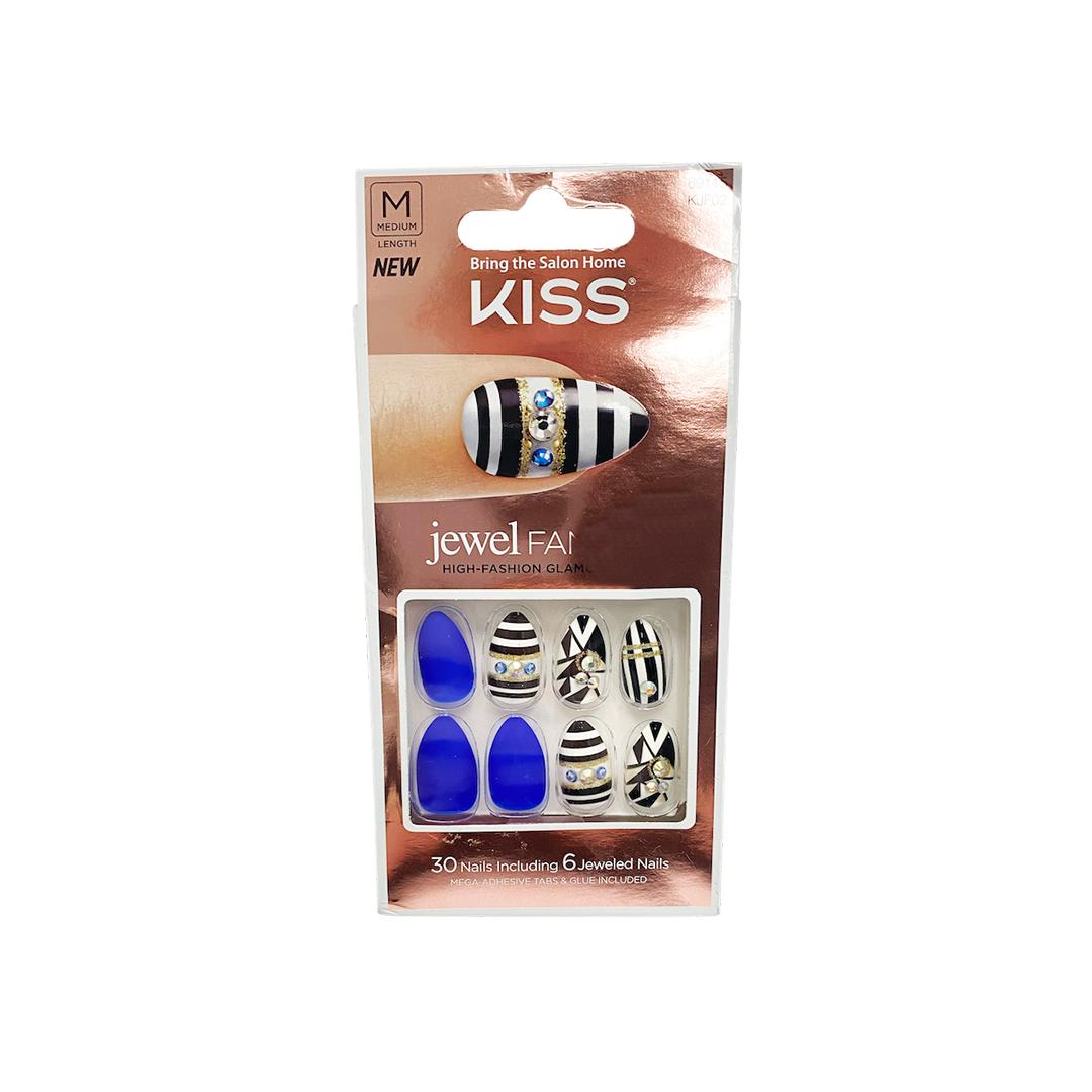 Kiss Jewel Fantasy 30 Medium Nails 69115 Blue