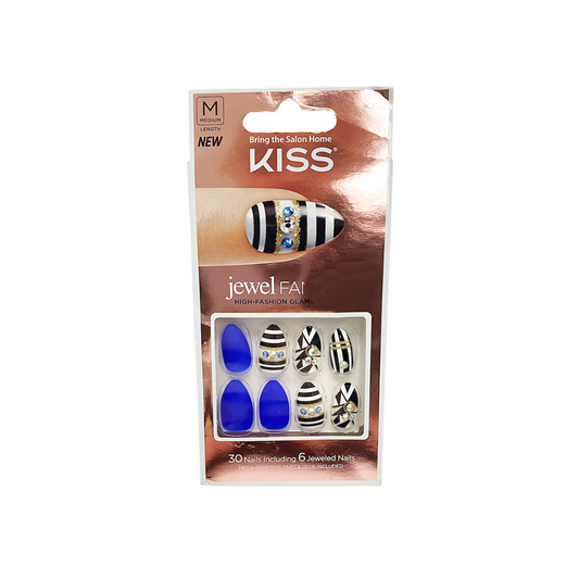 Kiss Jewel Fantasy 30 Medium Nails 69115 Blue