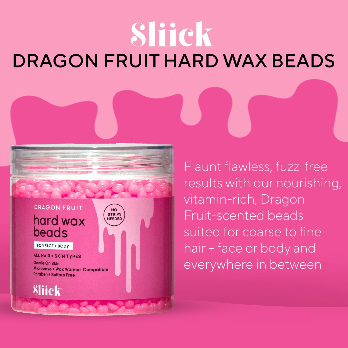 Sliick Hard Wax Hair Removal Beads Dragon Fruit 226g