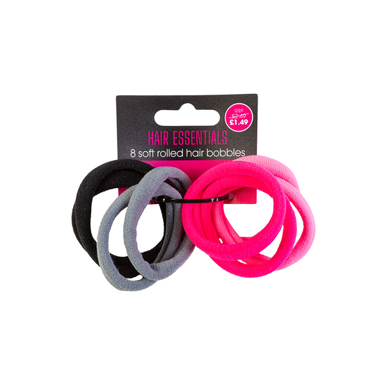 Beauty Outlet 8 Soft Rolled Elastics Pink/Grey/Black