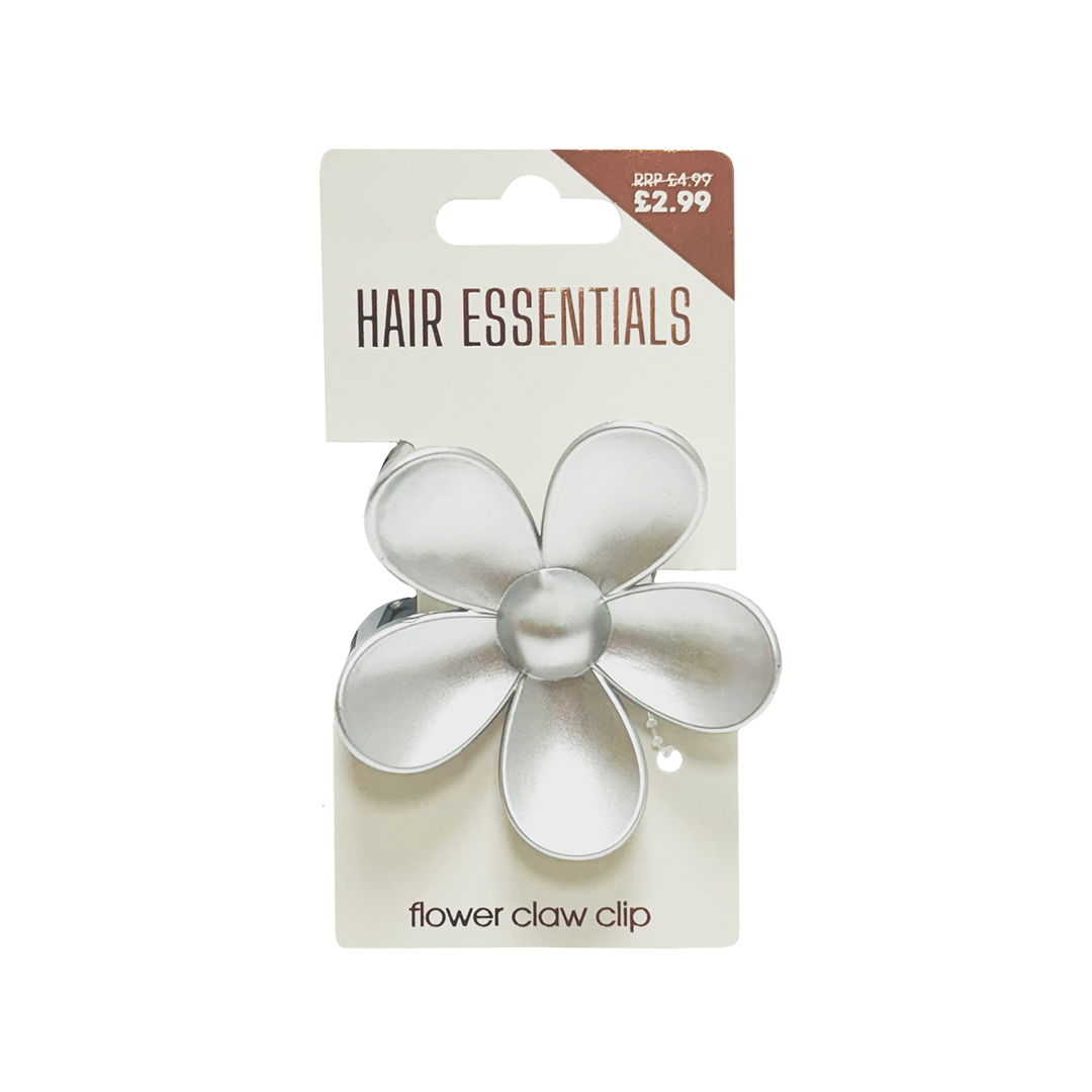 Beauty Outlet Flower Claw Clip Matte Silver