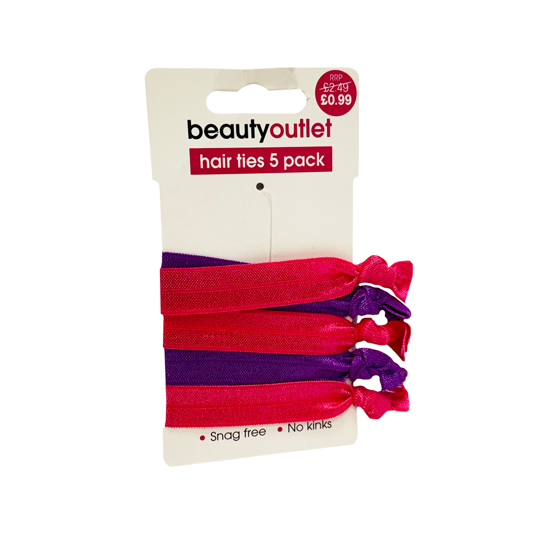 Beauty Outlet Hair Ties Purple Pink 5 Pack