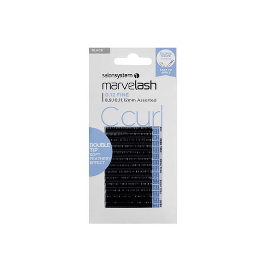 Salon System Marvelash 0.12 Fine J Curl Individual Lashes 8-12mm Black