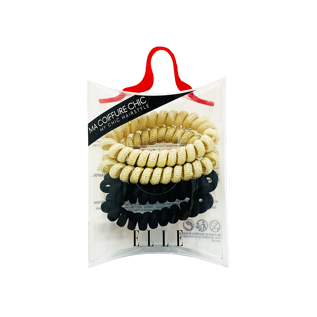 Elle My Chic Hairstyle Hair Elastics Gold & Black