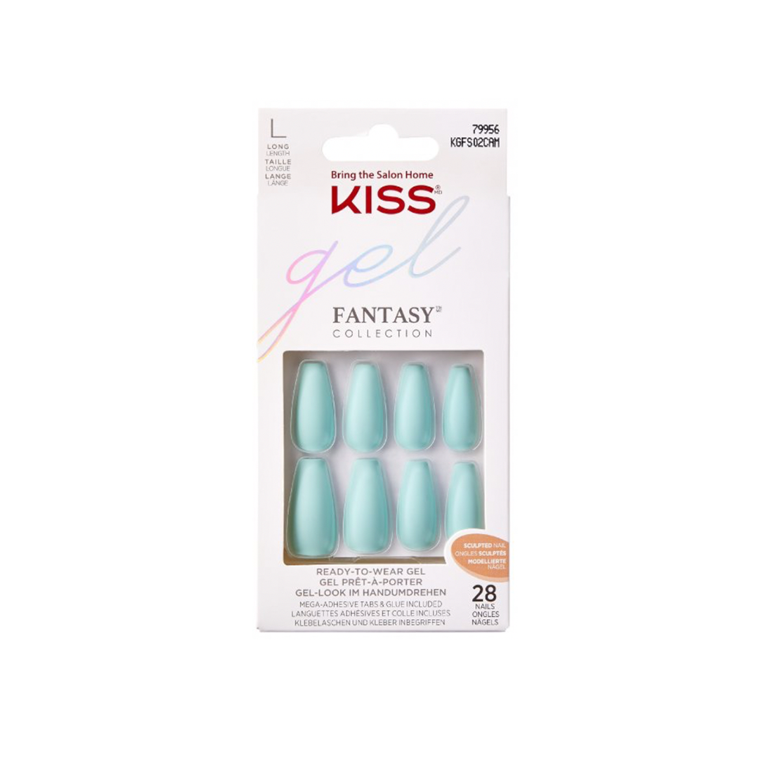 Kiss Gel Fantasy 28 Long Length Nails 79956 Turquoise