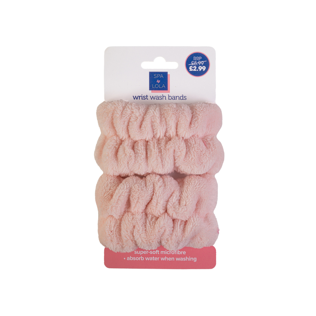 Spa By Lola Wrist Wash Bands Baby Pink