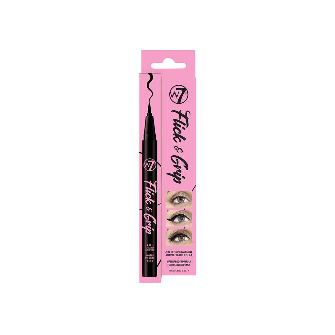 W7 Flick & Grip 2-In-1 Adhesive Eyeliner Pen Black