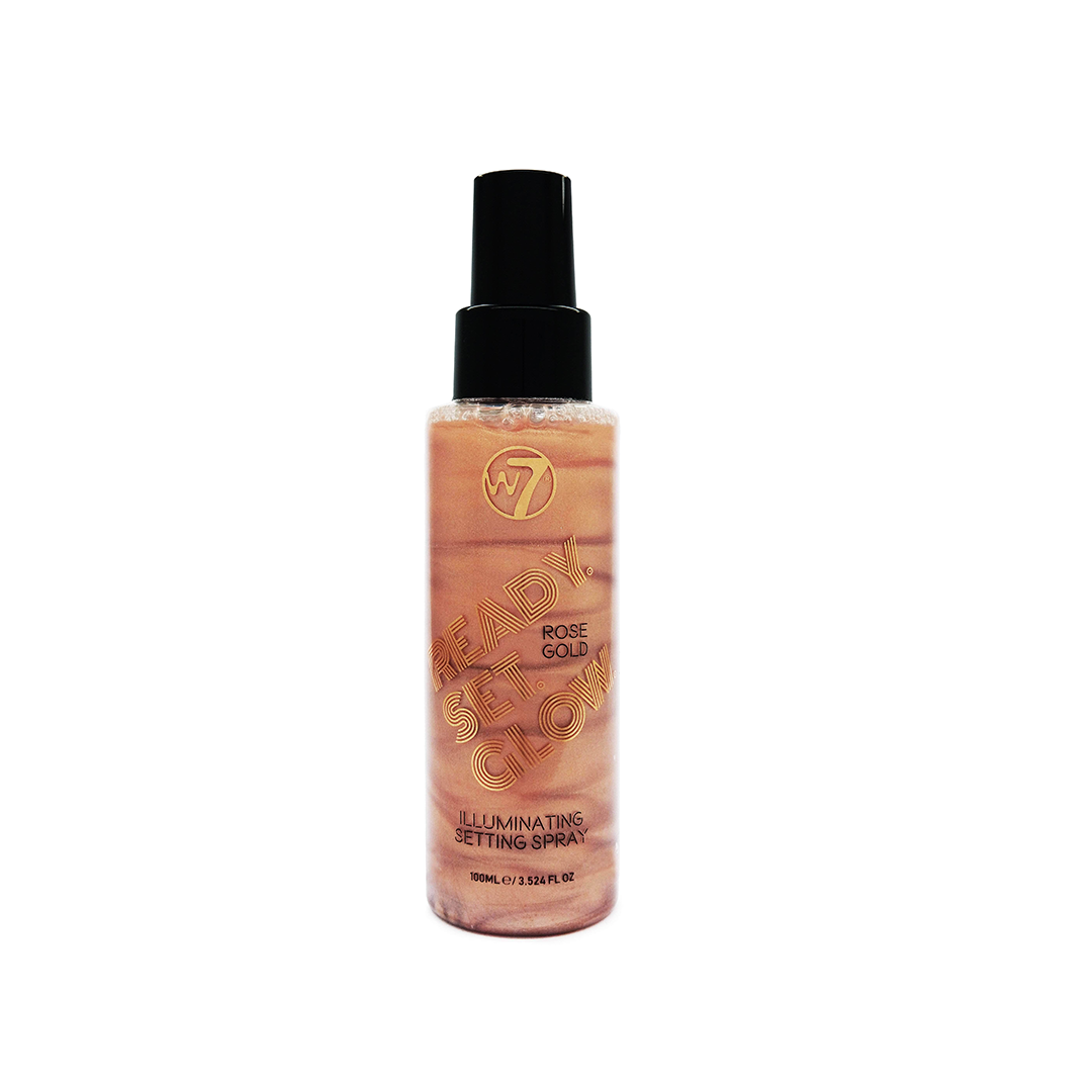 W7 Ready Set Glow Illuminating Setting Spray Rose Gold