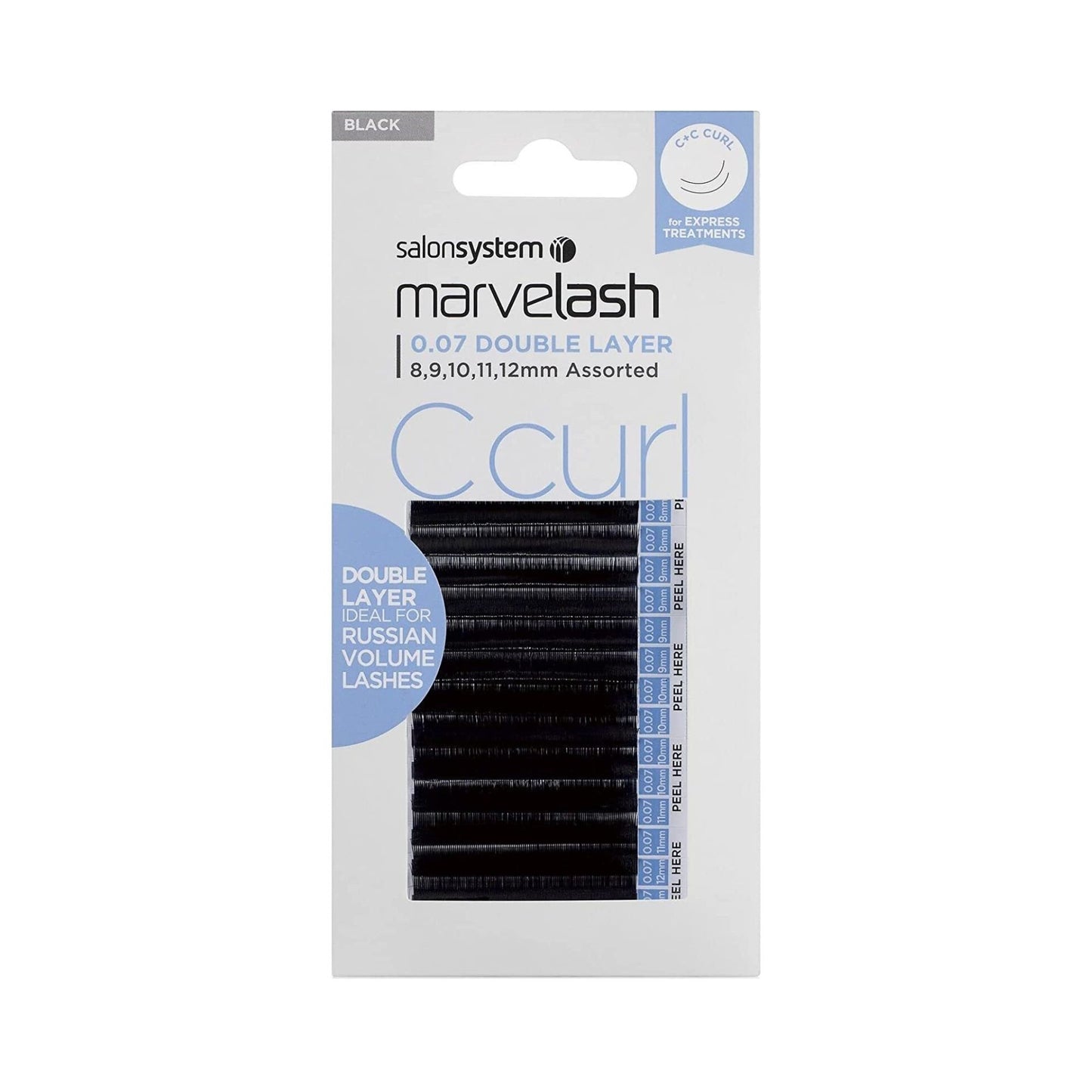 Salon System Marvelash 0.07 Double Layer Lashes 8-12mm Black